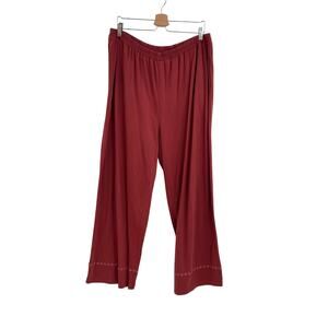 Gudrun Sjoden Organic Cotton Wide Leg Pants Embroidered Hem‎ Red XL